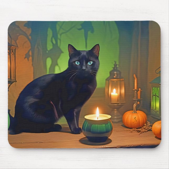 Halloween Pumpkins Katzenjammer Niedlich Spooky Fe Mousepad (Vorne)