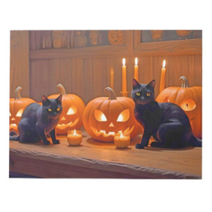 Halloween Pumpkins Katzenjammer Niedlich Spooky Fe Notizblock