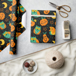 Halloween Pumpkins Moon Owls Wrapping Paper Geschenkpapier