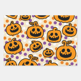 Halloween Pumpkins Orange Black Theme Geschenkpapier Set
