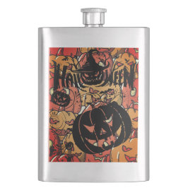 Halloween, Pumpkins Party,Black Pink Flachmann