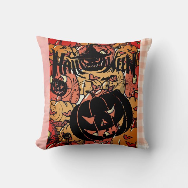 Halloween, Pumpkins Party, Black Pink Kissen (Vorderseite)