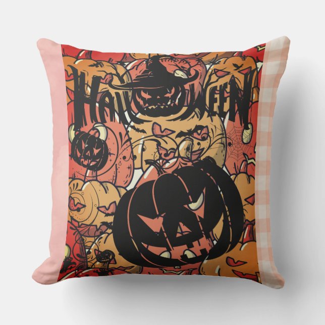 Halloween, Pumpkins Party , Black Pink,  Kissen (Vorderseite)
