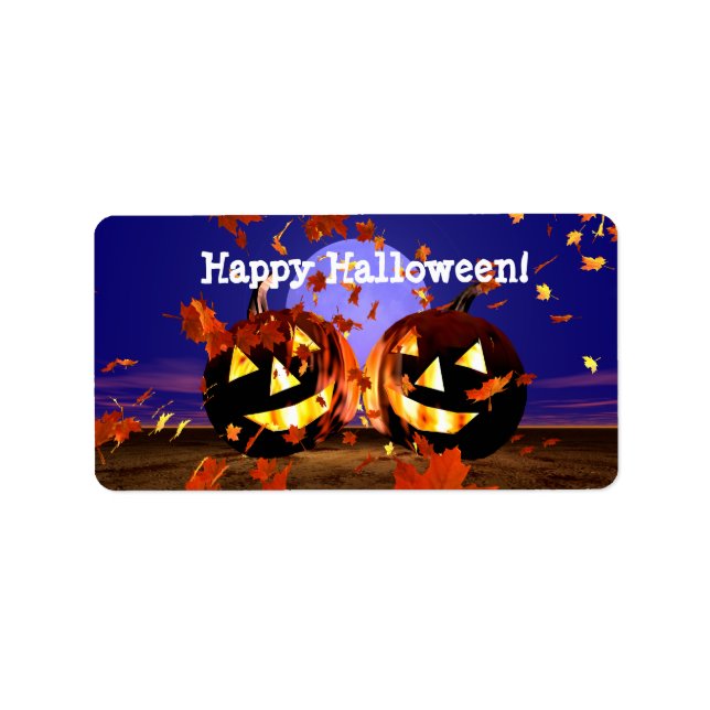 Halloween Pumpkins Playing Adressaufkleber (Vorne)