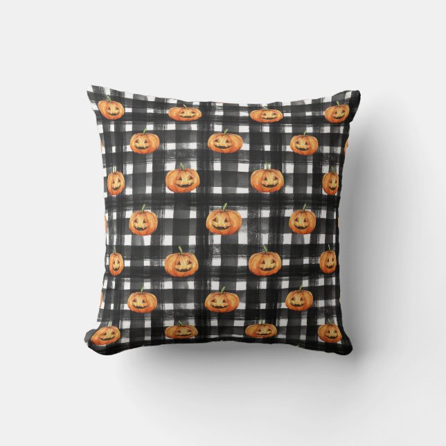 Halloween Pumpkins: Schachbrettmuster. Kissen (Vorderseite)