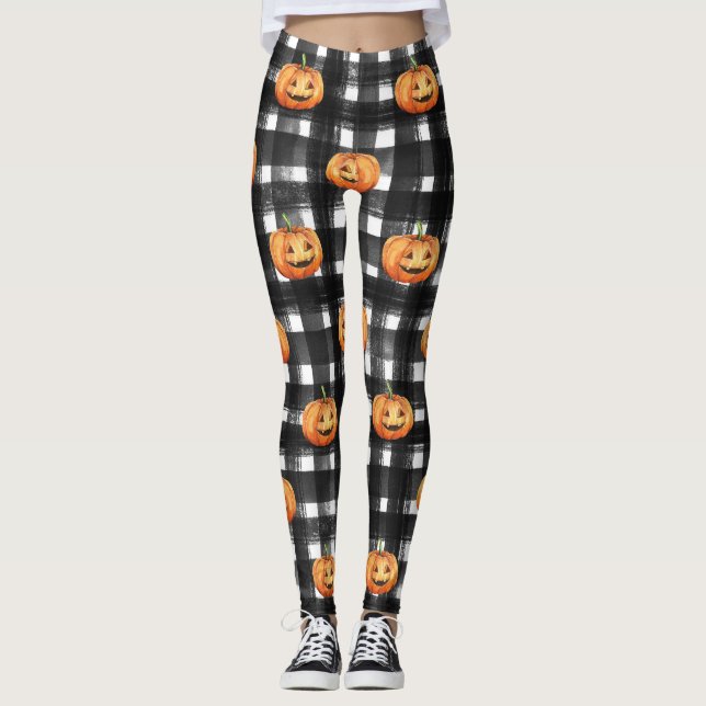 Halloween Pumpkins: Schachbrettmuster. Leggings (Vorderseite)