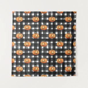Halloween Pumpkins: Schachbrettmuster. Wandteppich