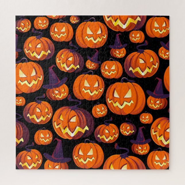 Halloween Pumpkins: Spooky Seamless Pattern. (Vertikal)