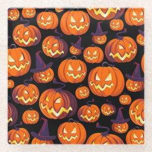 Halloween Pumpkins: Spooky Seamless Pattern. Glasuntersetzer