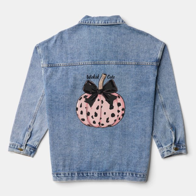 Halloween Pumpkins und Bogen rosa Coquette Jeansjacke (Rückseite)