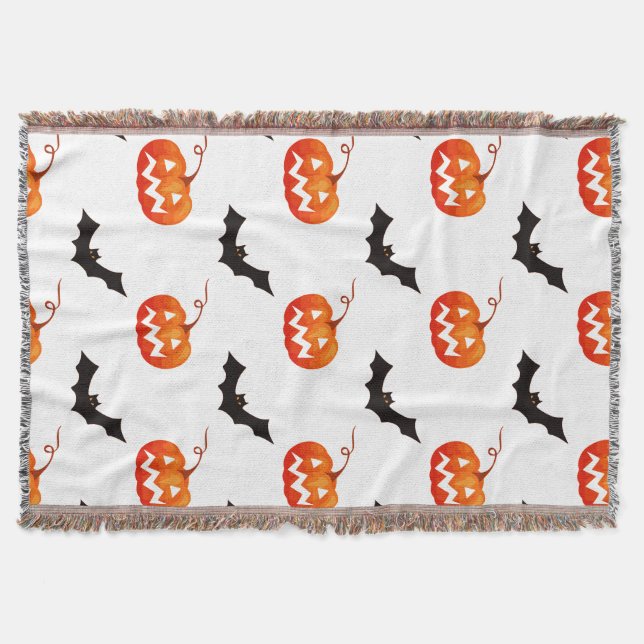 Halloween Pumpkins und Fledermäuse, Trick oder Tre Decke (Vorderseite)
