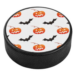 Halloween Pumpkins und Fledermäuse, Trick oder Tre Eishockey Puck