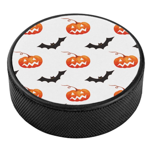 Halloween Pumpkins und Fledermäuse, Trick oder Tre Eishockey Puck (3/4)