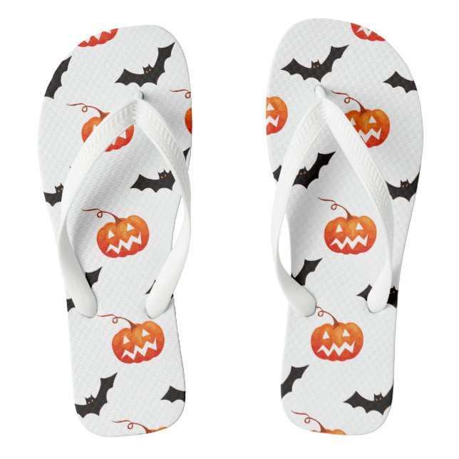 Halloween Pumpkins und Fledermäuse, Trick oder Tre Flip Flops (Fußbett)