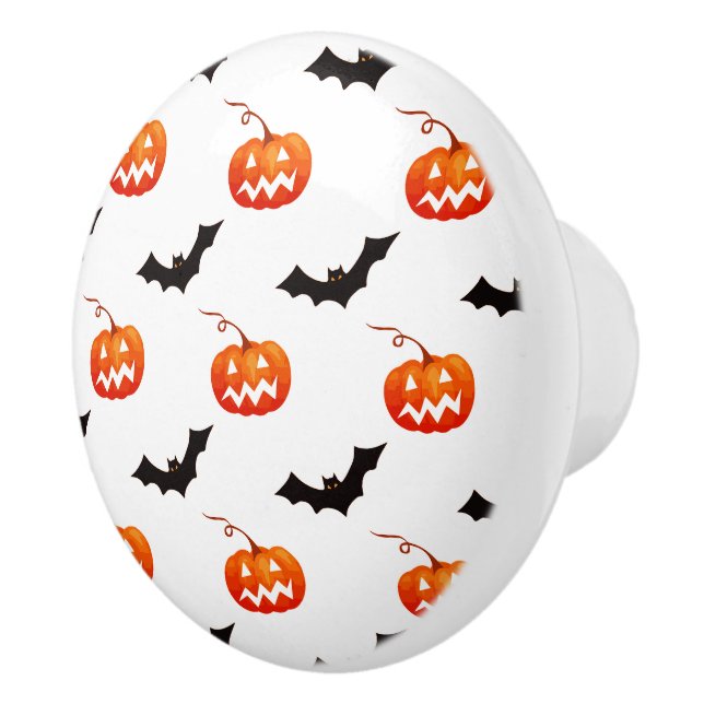 Halloween Pumpkins und Fledermäuse, Trick oder Tre Keramikknauf (Rechts)