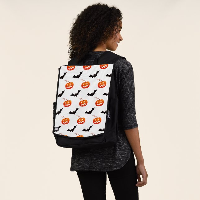 Halloween Pumpkins und Fledermäuse, Trick oder Tre Rucksack (Ausgewaschen)