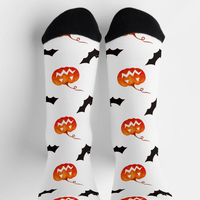 Halloween Pumpkins und Fledermäuse, Trick oder Tre Socken (Oben)