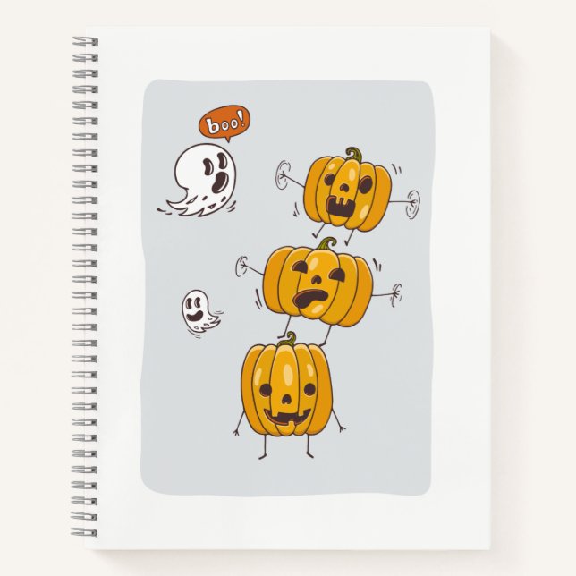 Halloween Pumpkins und Ghosts Notebook Notizbuch (Vorderseite)