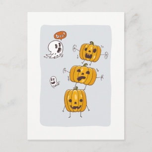 Halloween Pumpkins und Ghosts Postcard Postkarte