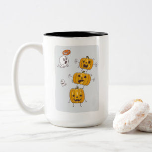 Halloween Pumpkins und Ghosts-Tasse Zweifarbige Tasse