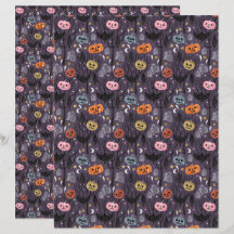 Halloween Pumpkins und Grabstein Scrapbook Paper
