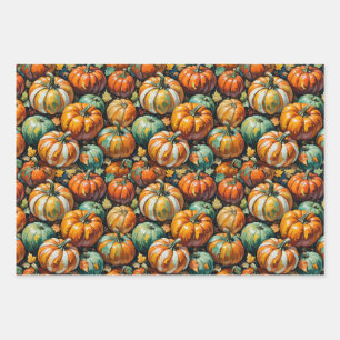 Halloween, Pumpkins und Hexen. Kürbis, Fall Geschenkpapier Set