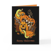 Halloween Pumpkins und Schlangen Grußkarte