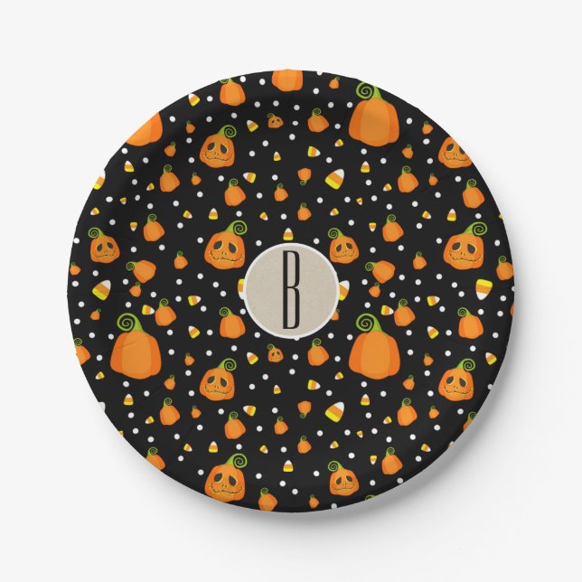 Halloween Pumpkins Whimsisches Pattern Party Pappteller (Vorderseite)