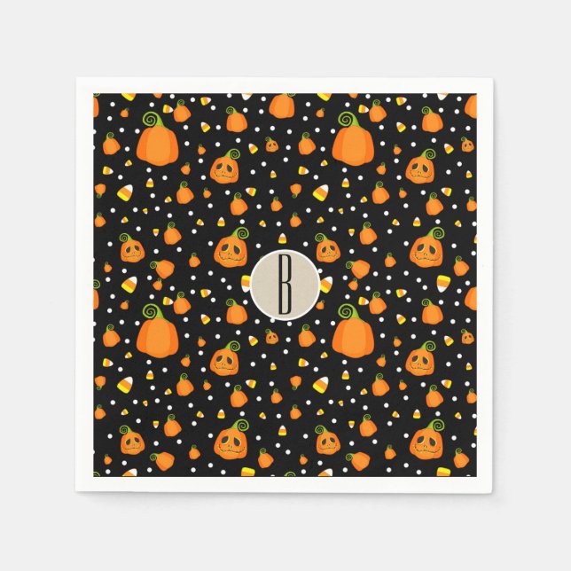 Halloween Pumpkins Whimsisches Pattern Party Serviette (Vorderseite)
