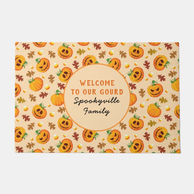 Halloween Pumpkins Willkommen bei unserem Gourmet- Fußmatte (Vorderseite)