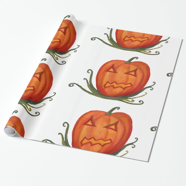 Halloween Pumpkins Wrapping Paper Geschenkpapier (Ungerollt)