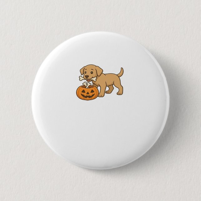 Halloween Pup with Bones and Pumpkin Pal Classic T Button (Vorderseite)
