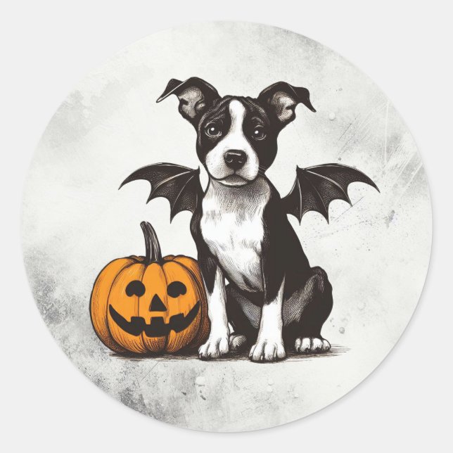 Halloween Puppy Runder Aufkleber (Vorderseite)