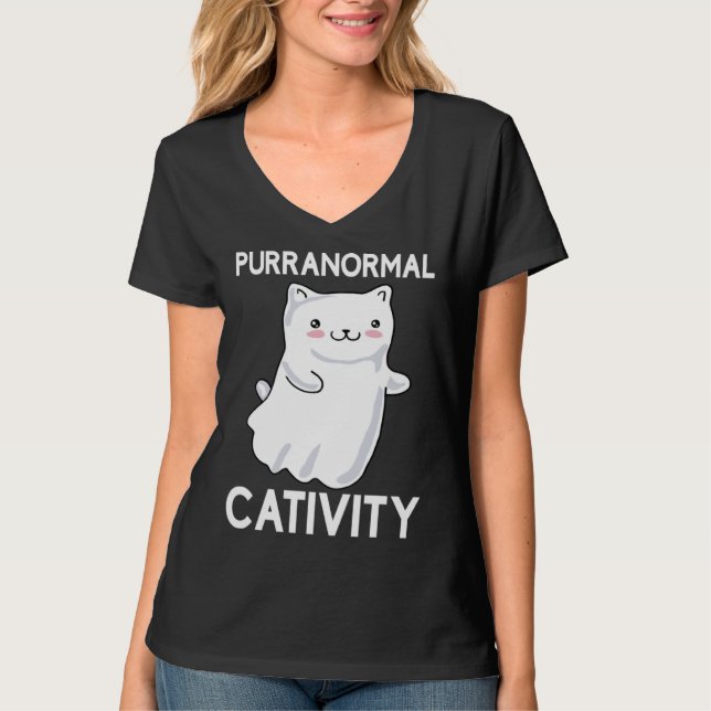 Halloween  Purranormal Cativity Ghost Cat T-Shirt (Vorderseite)
