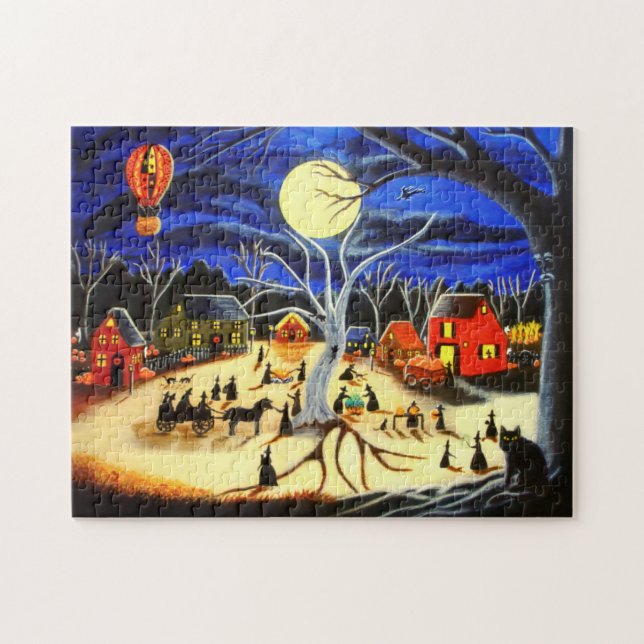 Halloween-Puzzlespiel, Hexen bereiten sich für (Horizontal)