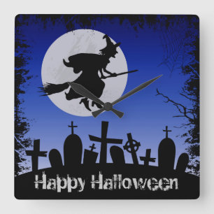 Halloween Quadratische Wanduhr