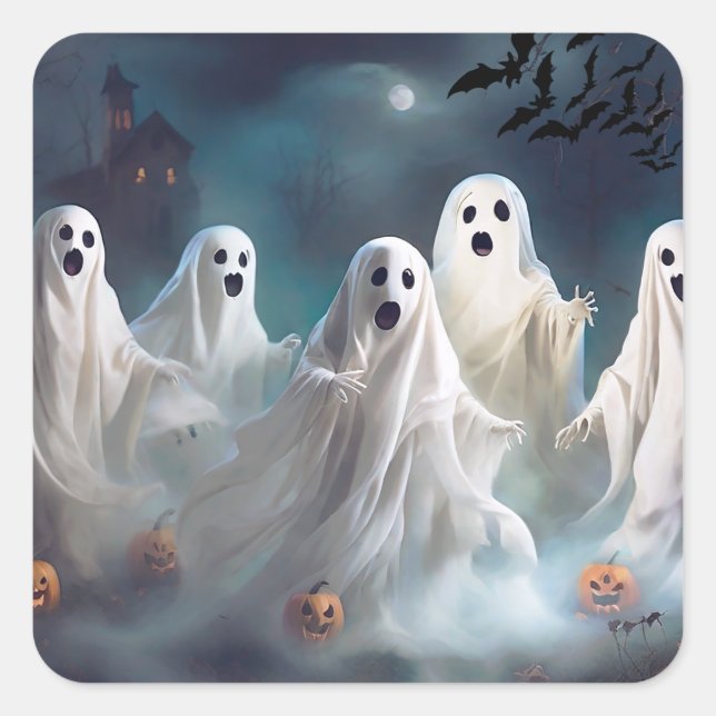 Halloween Quadratischer Aufkleber (Vorderseite)
