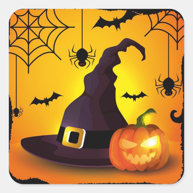 Halloween Quadratischer Aufkleber (Vorderseite)