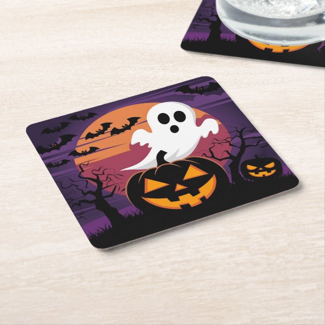 Halloween-quadratischer Untersetzer. Rechteckiger Pappuntersetzer (angewinkelt)