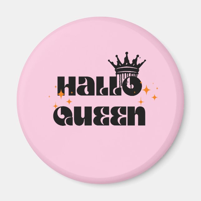 Halloween Queen, Halloqueen, Retro Halloween Art Magnet (Vorne)