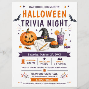 Halloween-Quiz-Nacht Gemeinschafts-Plakat Flyer