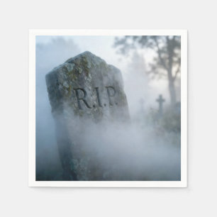 Halloween R.I.P. Grabstein im Nebel Serviette
