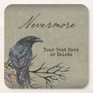 Halloween-Rabe Nevermore-Papier-Set für Untersetze Rechteckiger Pappuntersetzer