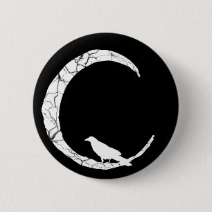 Halloween-Rabe und Halbmondmondknopf Button