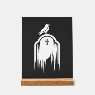 Halloween-Raben-Grabstein-Silhouette-Design Acrylschild