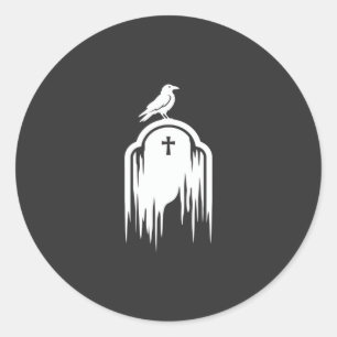 Halloween-Raben-Grabstein-Silhouette-Design Runder Aufkleber