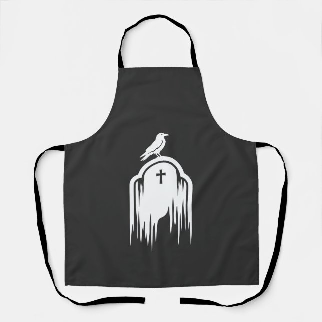 Halloween-Raben-Grabstein-Silhouette-Design Schürze (Vorderseite)