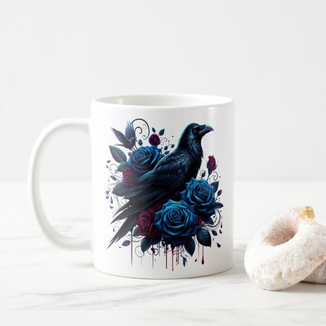 Halloween-Raben-Kaffeetasse Kaffeetasse (Mit Donut)