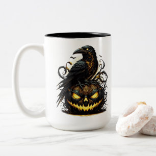 Halloween-Raben-Kaffeetasse Zweifarbige Tasse