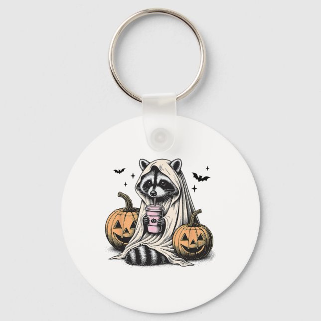 Halloween Raccoon Ghost Schlüsselanhänger (Vorderseite)